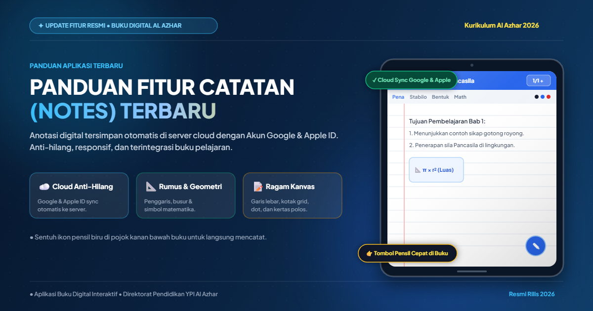 Foto utama: Panduan fitur catatan/notes terbaru pada aplikasi Buku Digital Interaktif Al Azhar